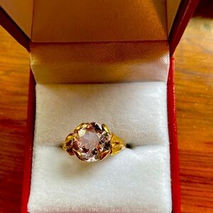 Fourteen Karat Yellow Gold Ring with Pink Stone